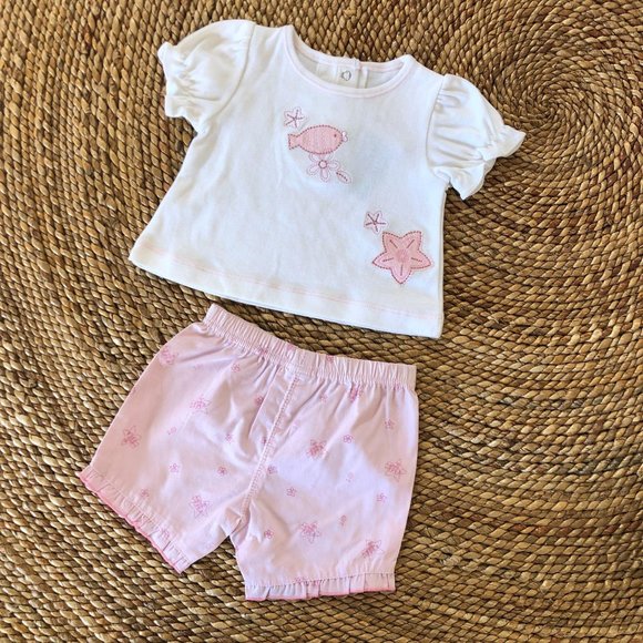 🍍NWT 6Mo Fish, Starfish & Flower Short Set - Picture 6 of 8